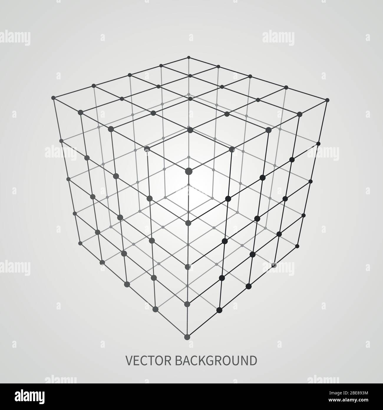 Cube 3d mesh wireframe.  and data connection vector concept. Model