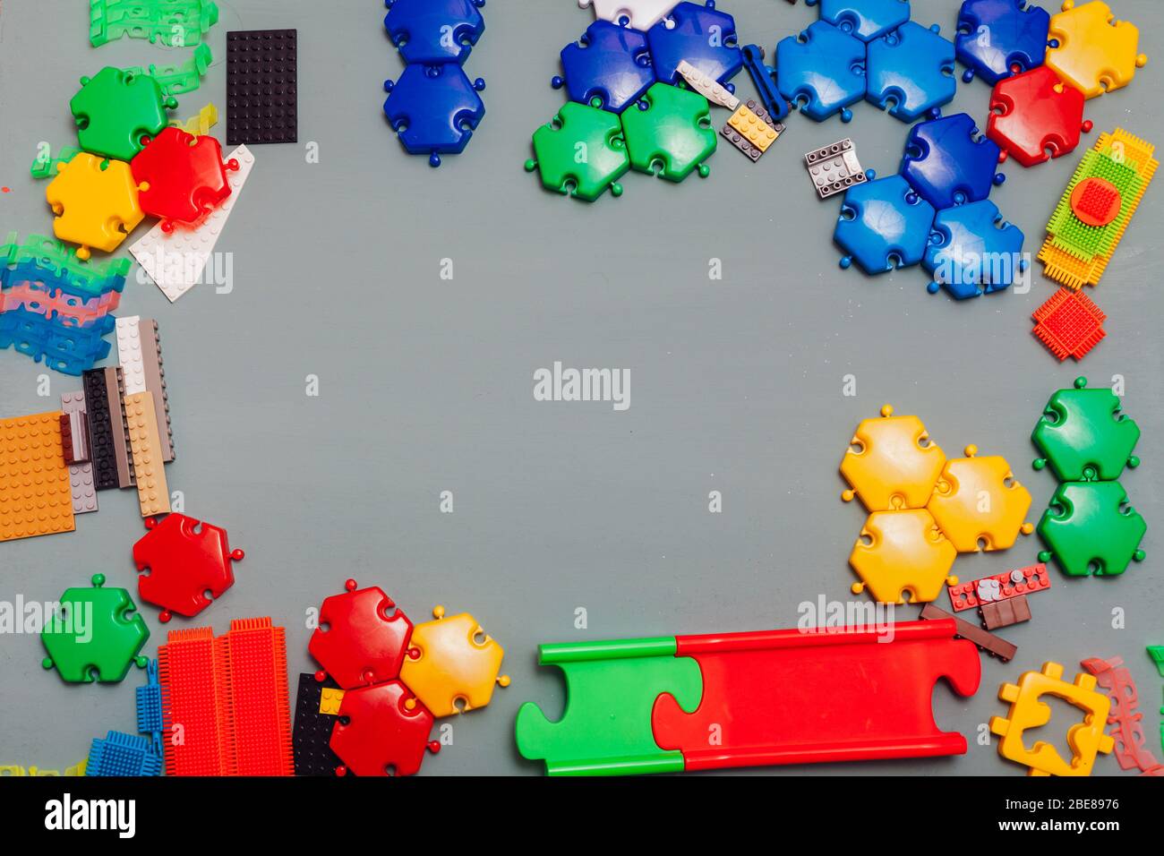 children's developing game designer for home on a gray background Stock Photo