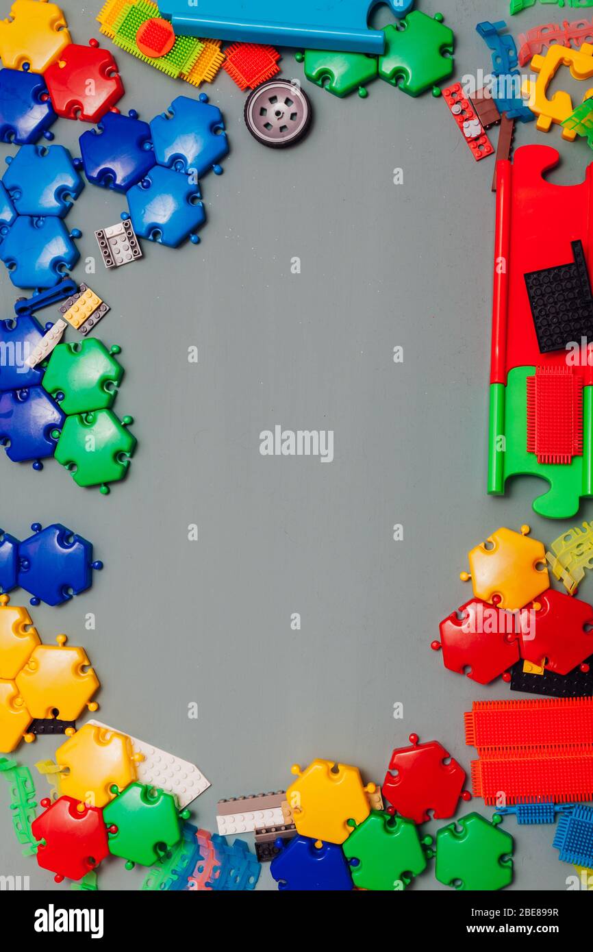 children's developing game designer for home on a gray background Stock Photo