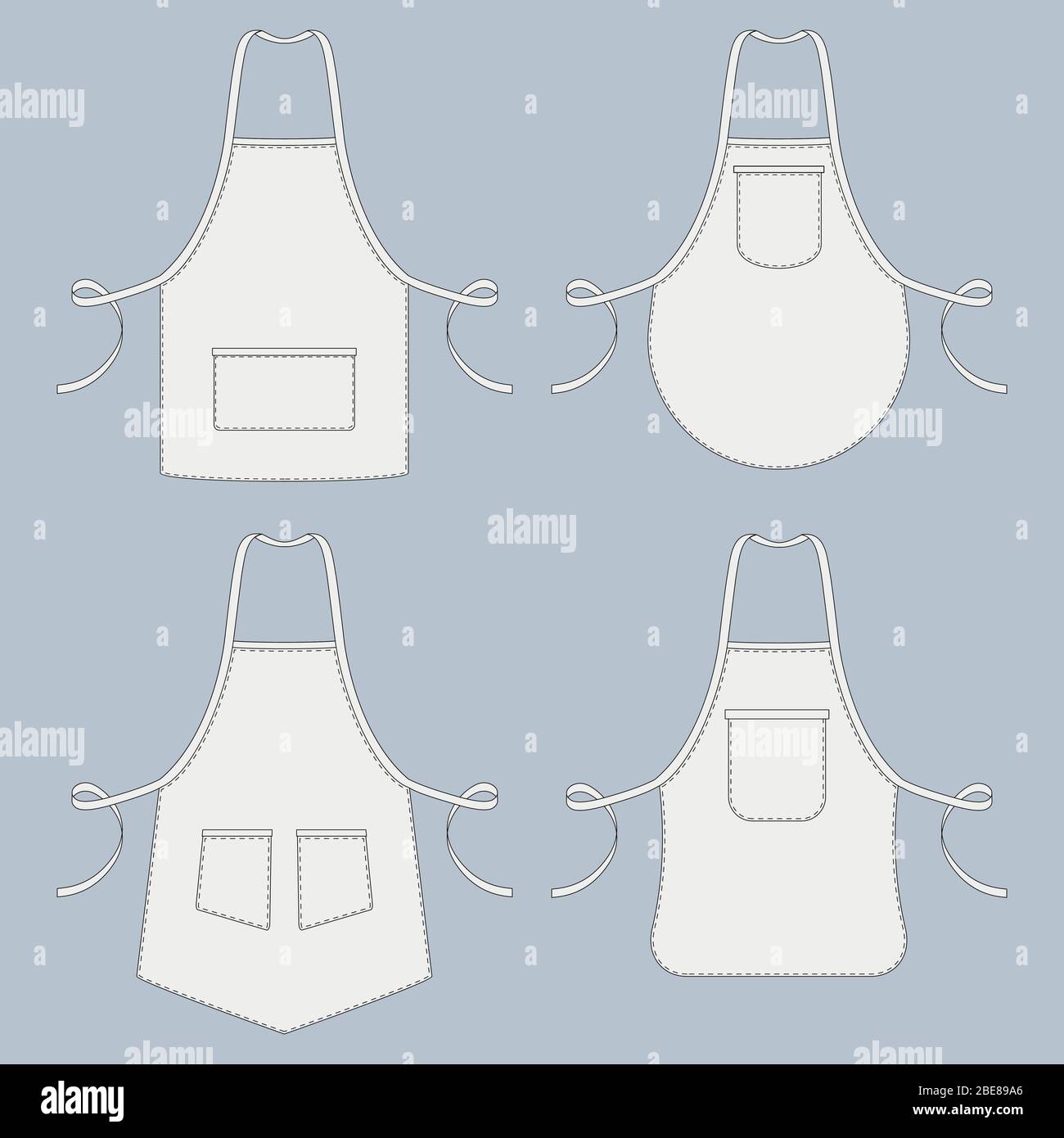 Cook uniform. Restaurant apron vector template collection. Illustration of uniform protective for kitchen and cooking Stock Vector