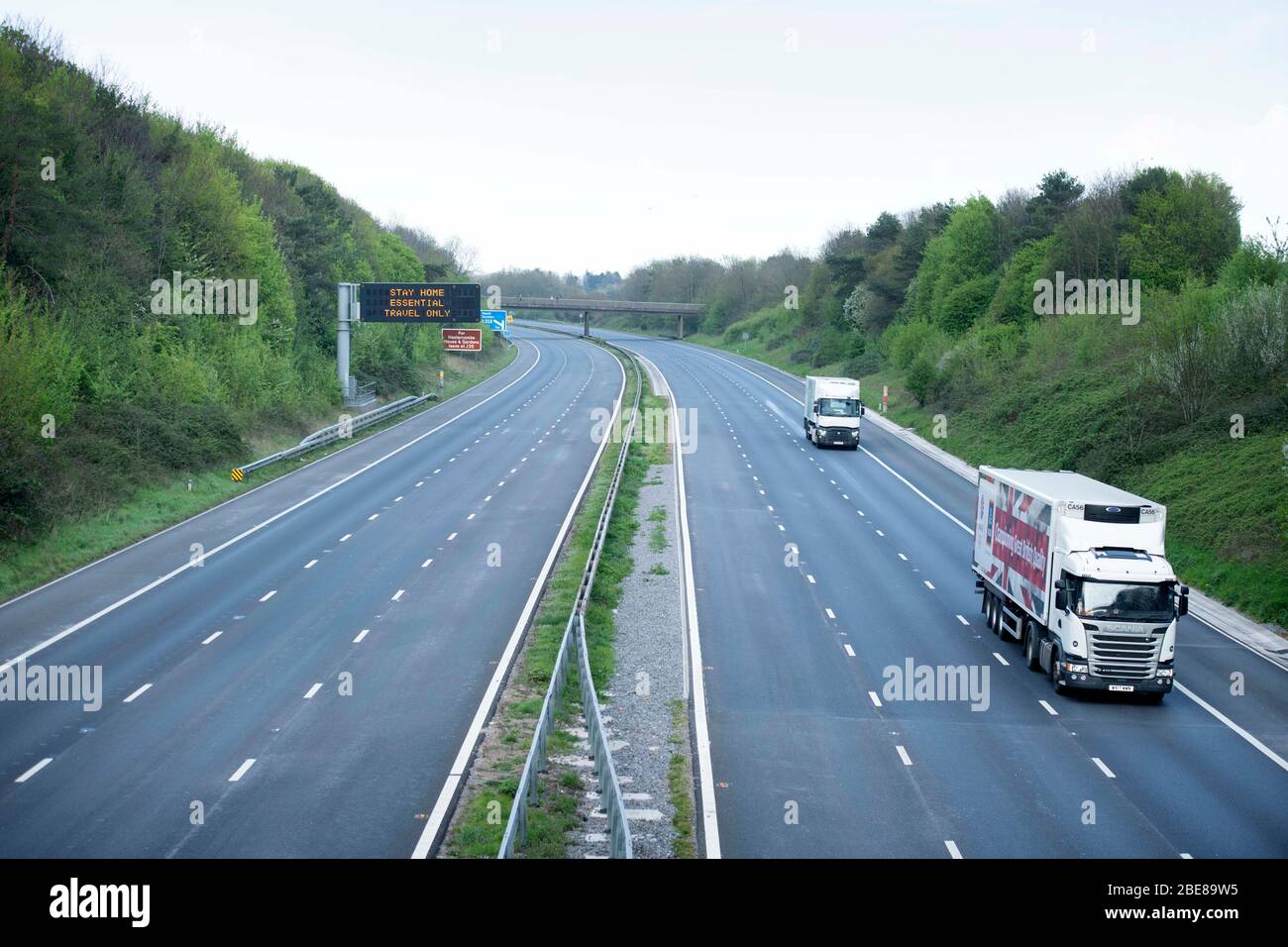 Only freight traffic on the M5 near Taunton during the Coronavirus lockdown UK Stock Photo