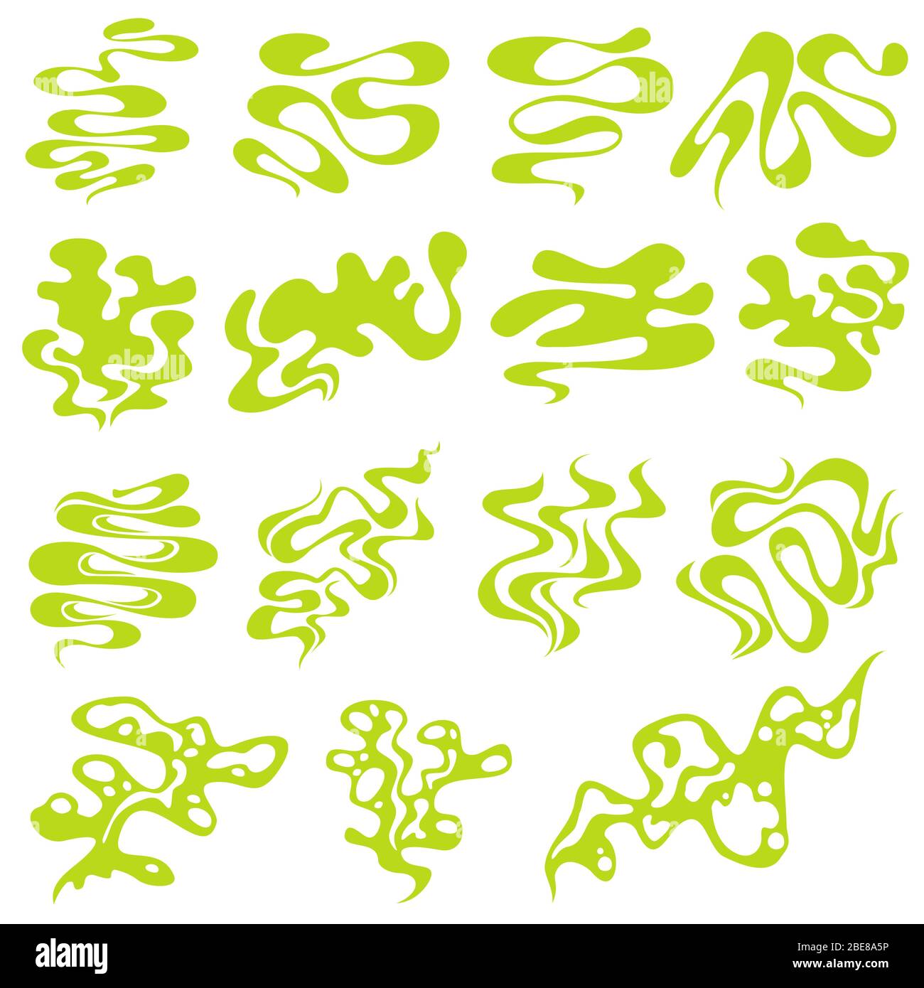 Bad smell and toxic gas clouds. Stench smoke and skunk aroma cartoon vector set. Cloud aroma