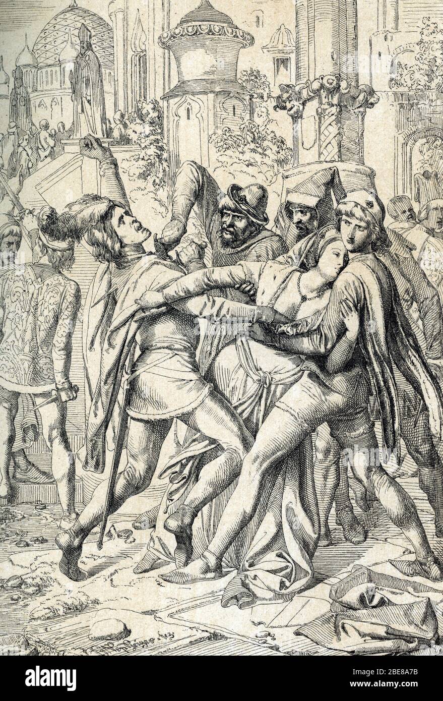 'Les vepres siciliennes' (Vespri siciliani) revolte populaire de l'ile de Sicile contre la domination feodale du roi francais Charles d'Anjou, survenu Stock Photo