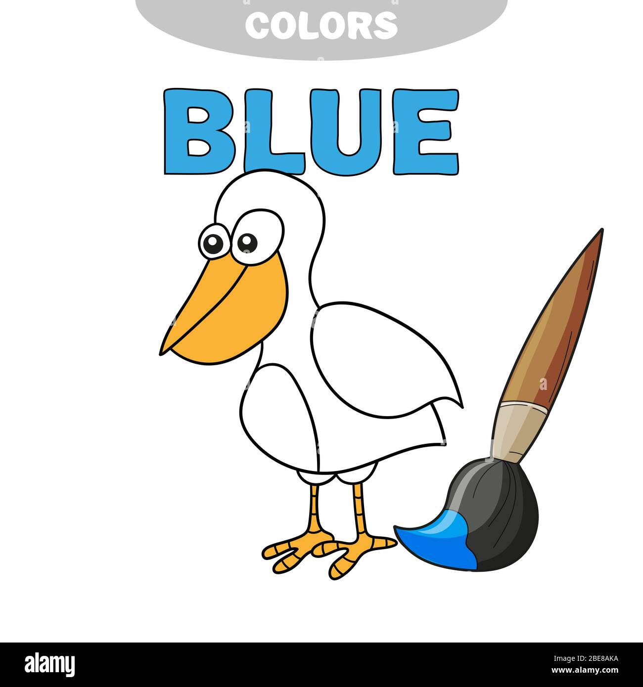 Coloring book finny bird. Learn colors blue Stock Vector Image