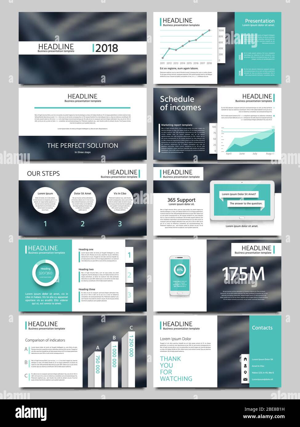 Keynote style business presentation vector template. Multipurpose For Keynote Brochure Template