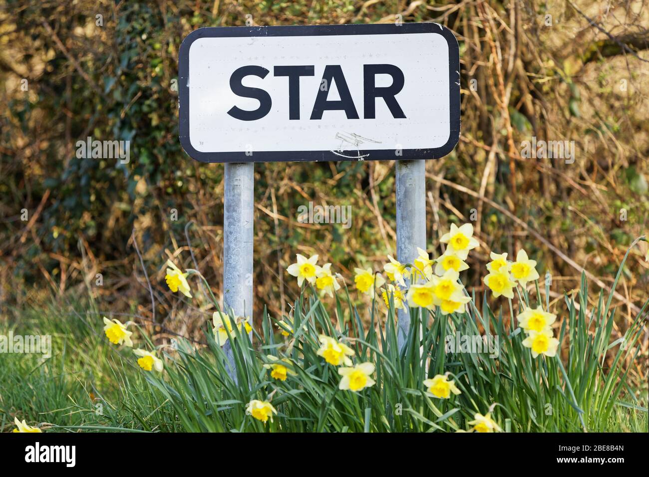 The sign at the village of Star in Pembrokeshire, Wales, UK. Stock Photo