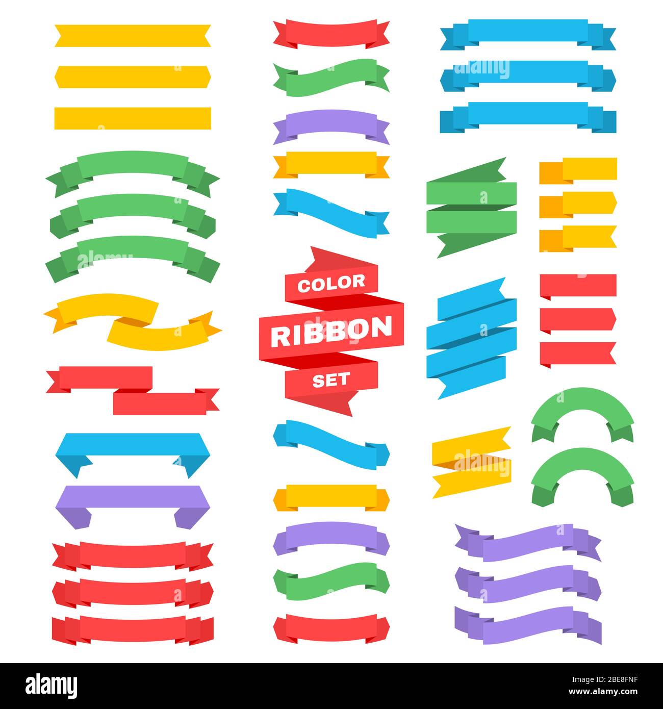 Retro text ribbon banners in flat style. Vector colored ribbon banner ...