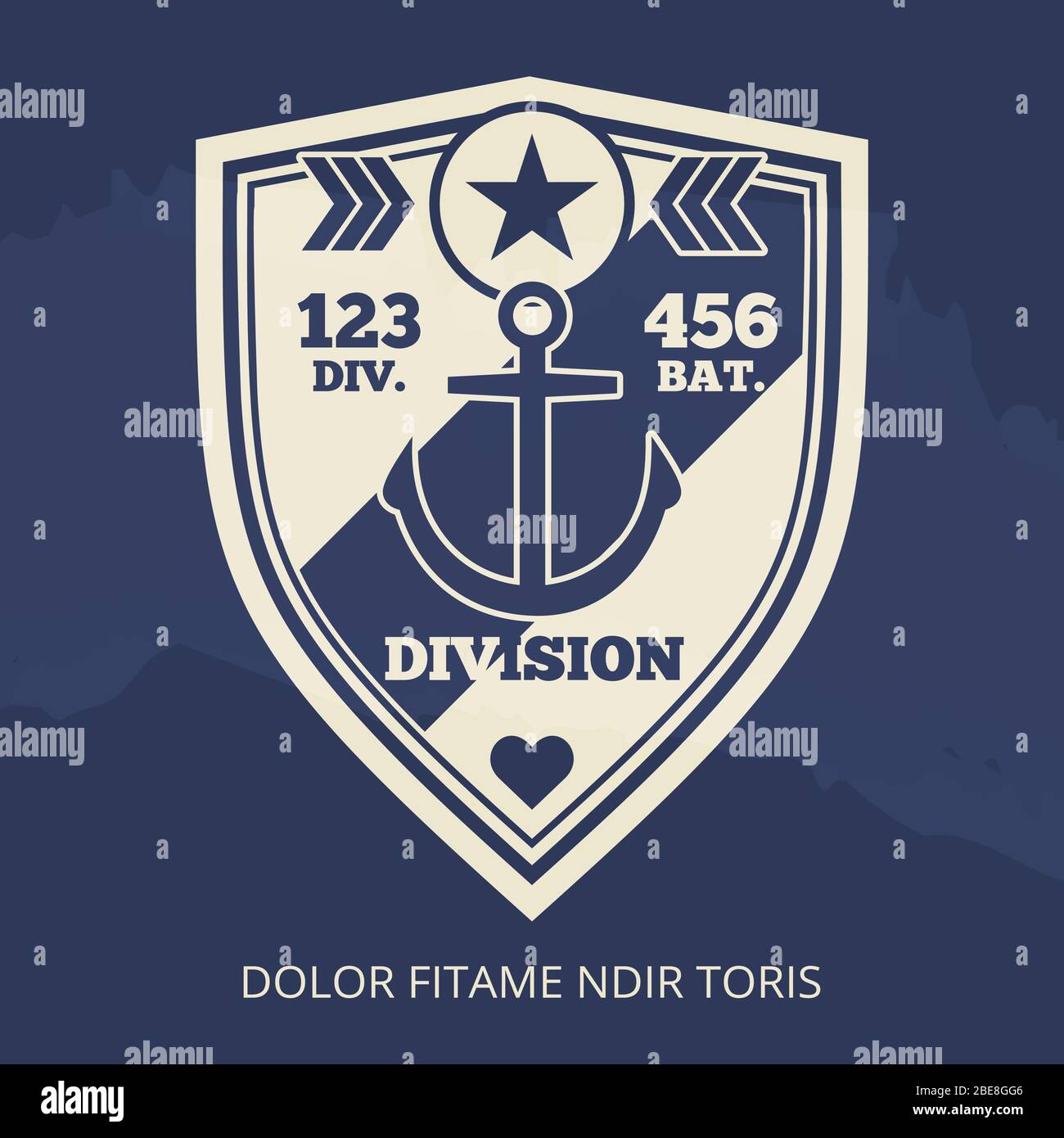 Navy patch with anchor on grunge backdrop. Army emblem, vector illustration Stock Vector