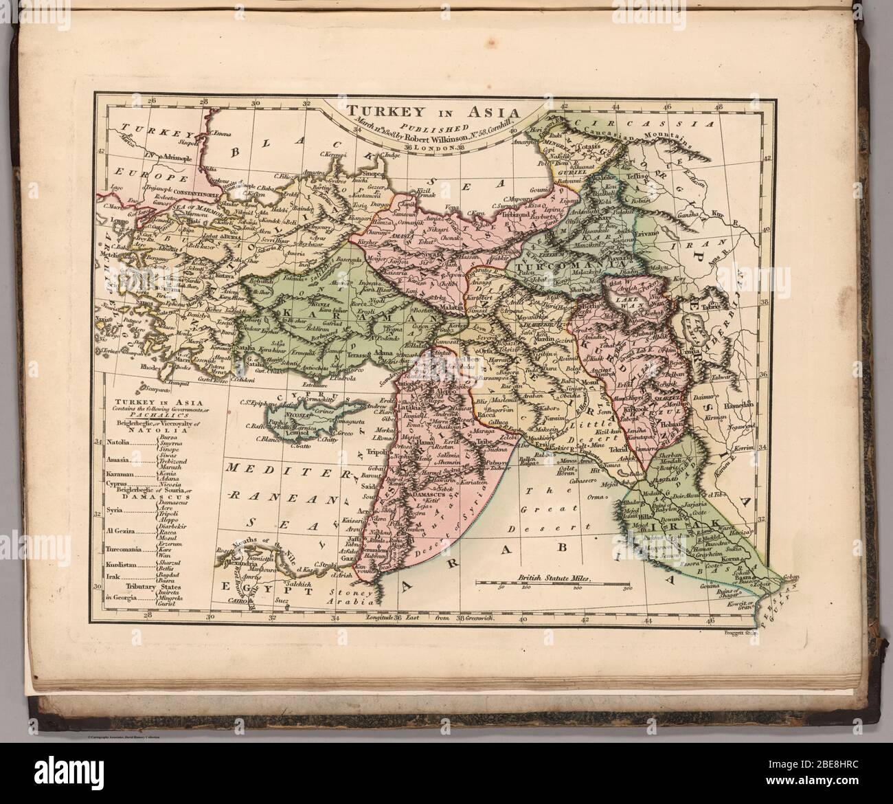 'English: 1808 map of Turkey in Asia; 25 April 2013, 09:09:51; www.davidrumsey.com; Robert Wilkinson; ' Stock Photo