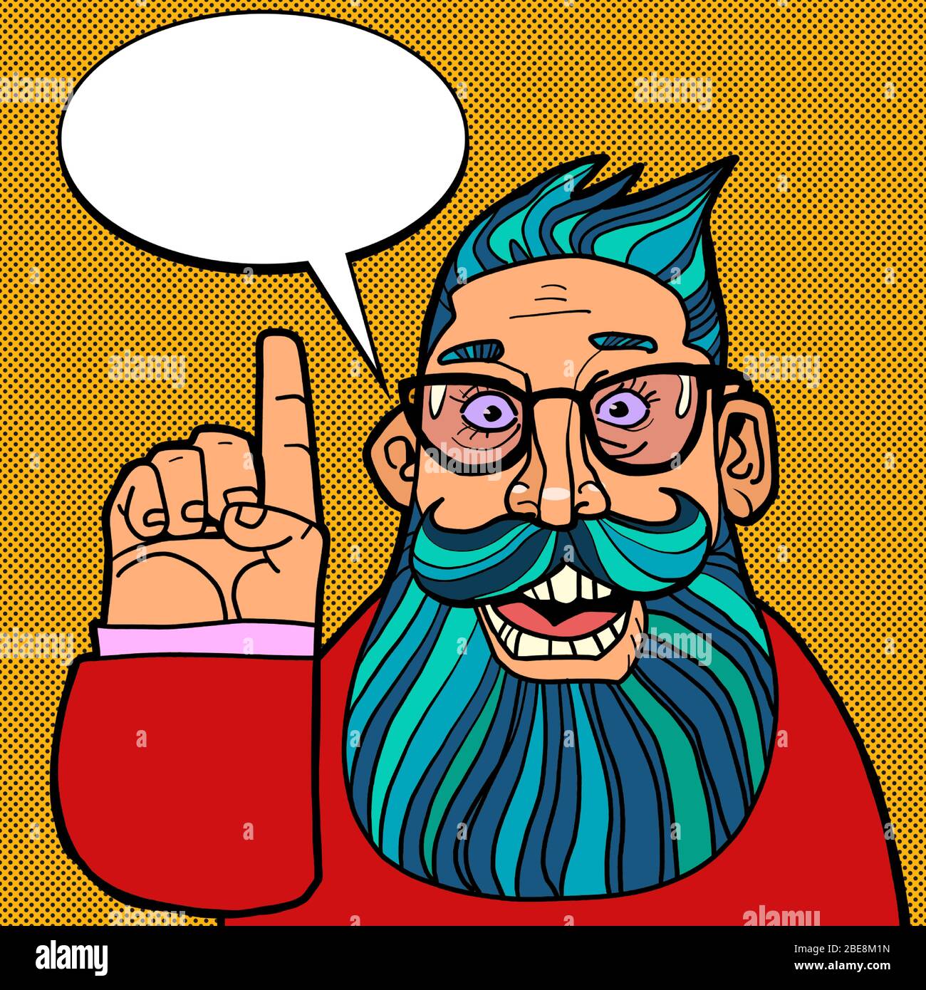 a hipster man points a gesture Stock Vector