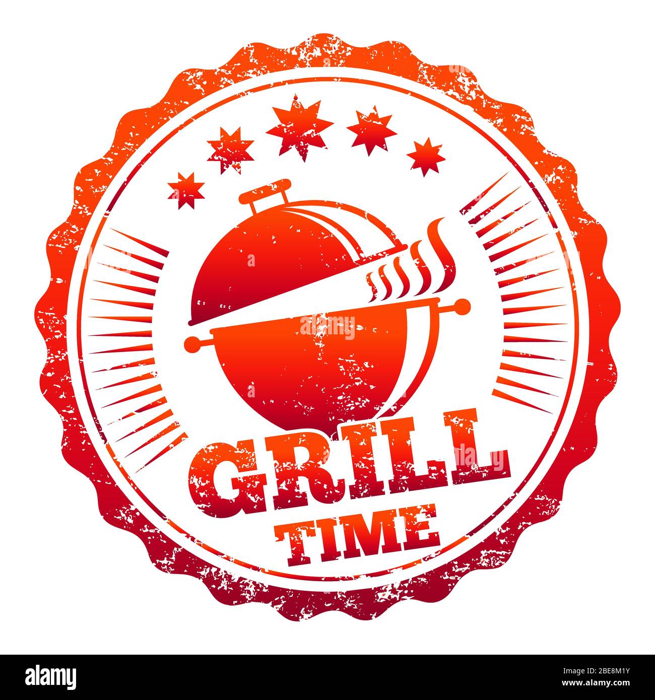 Grill time vector label design isolated on white background Stock Vector