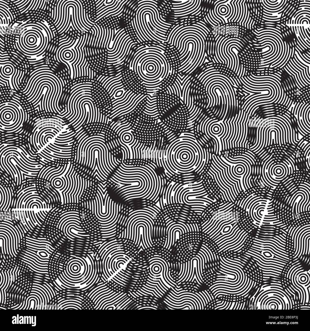 Abstract black fingerprints seamless pattern. Background fingerprint line, vector illustration Stock Vector