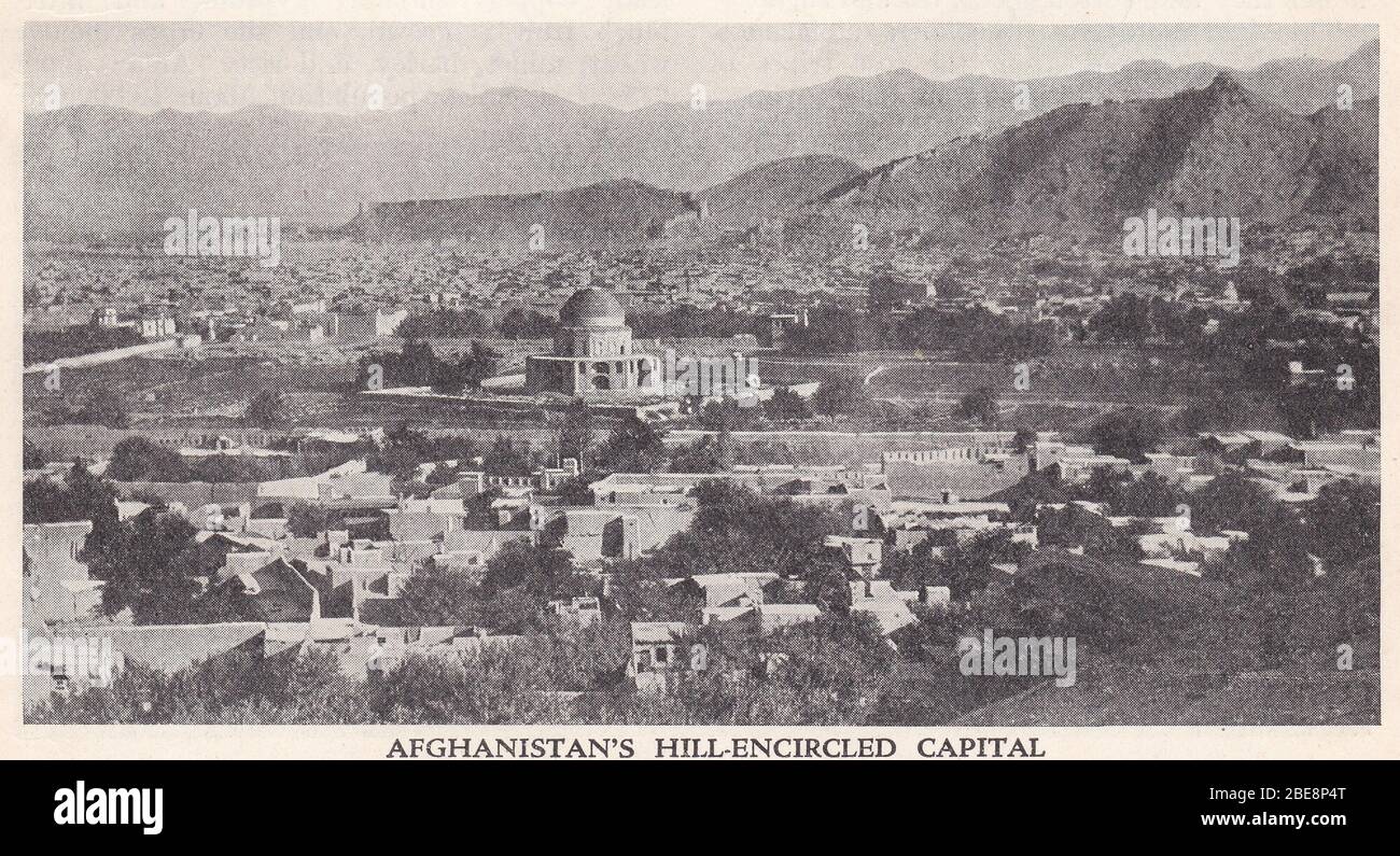 Vintage 1930s black and white photo of Kabul. Stock Photo