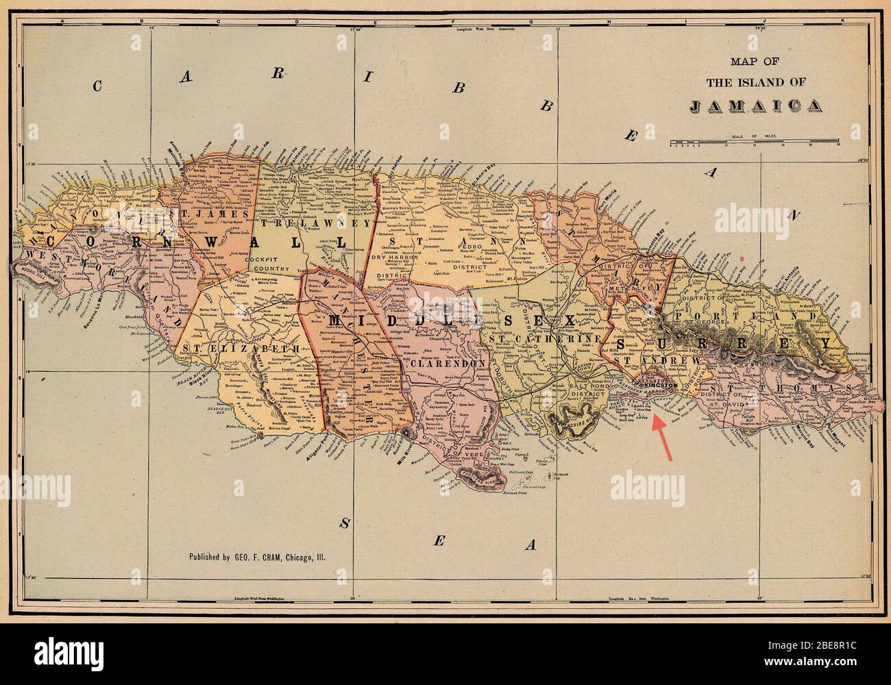 Kingston 19 Jamaica Map Annotated Map Of Jamaica Showing Location Of Kingston; 1901; Map Of The  Island Of Jamaica From Cram's Modern Atlas The New Unrivaled. Published By  George F. Cram, 1901 / Http://Www.lib.utexas.edu/Maps/Historical/History  Americas.html; George
