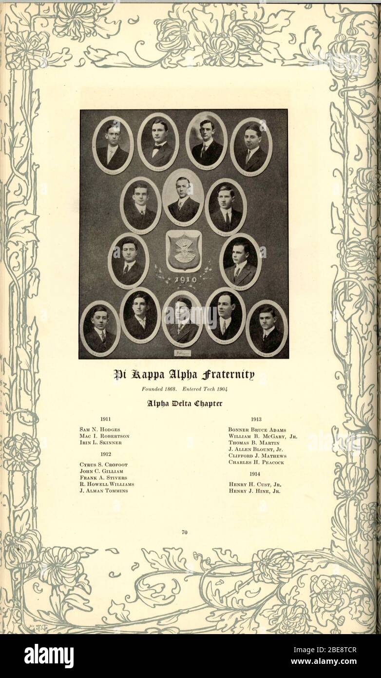 'A page from volume III of the Blueprint, the official yearbook of the Georgia Institute of Technology; 1910; Scanned by the Georgia Tech Library's Digital Initiatives project, formatted by Scott EhardtPDFs available here; Students of the Georgia School of Technology; ' Stock Photo