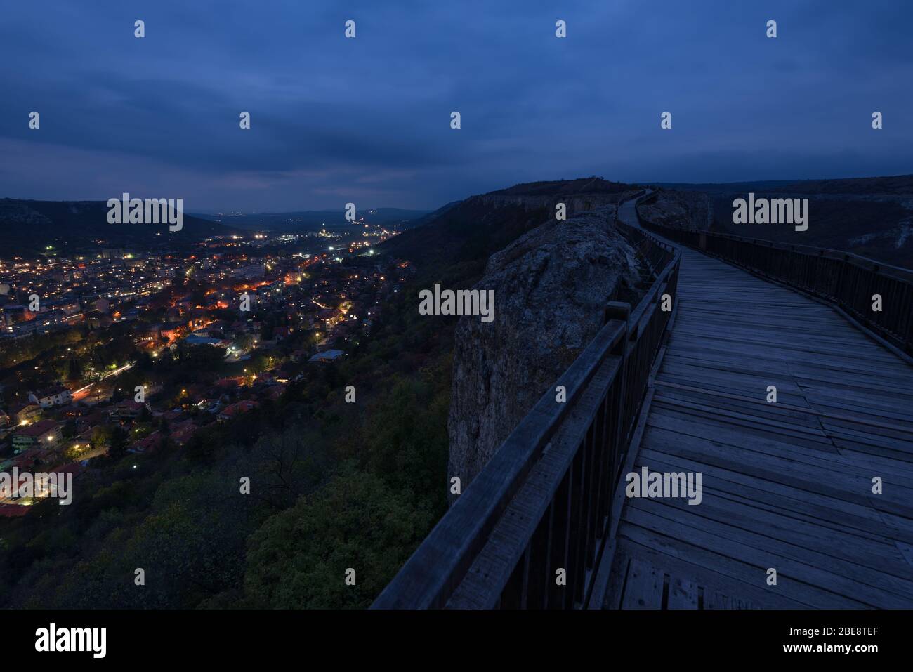 Night scene at old fortress. Nightscape of the medieval fortress Ovech near Provadia, Bulgaria Stock Photo