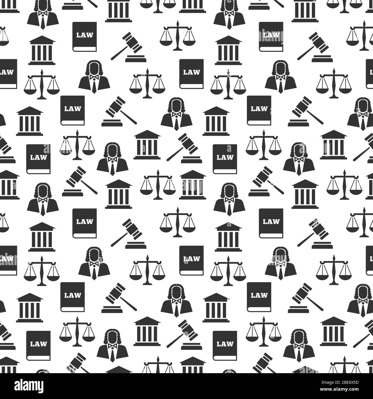 Law and justice seamless pattern. Balance and court, gavel and judge, vector illustration Stock Vector