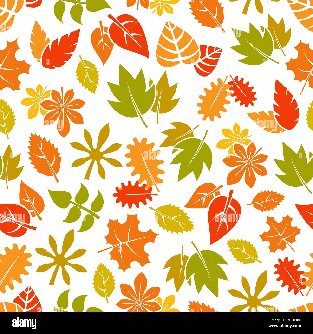 Autumn leaves seamless pattern - colorful fall foliage background. Vector illustration Stock Vector