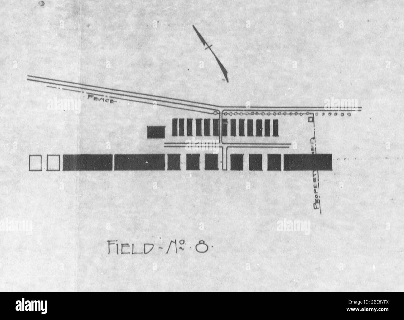 'English: 3d Air Instructional Center - Field 8 - Map; 1918; US National Archives, Gorrell's History of the American Expeditionary Forces Air Service, Series L Miscellaneous Sections of the Air Service  Volume 12 Photostats, Maps, and Photographs Accompanying the History of the Design and Projects Section via http://www.fold3.com; Air Service, United States Army photograph; ' Stock Photo
