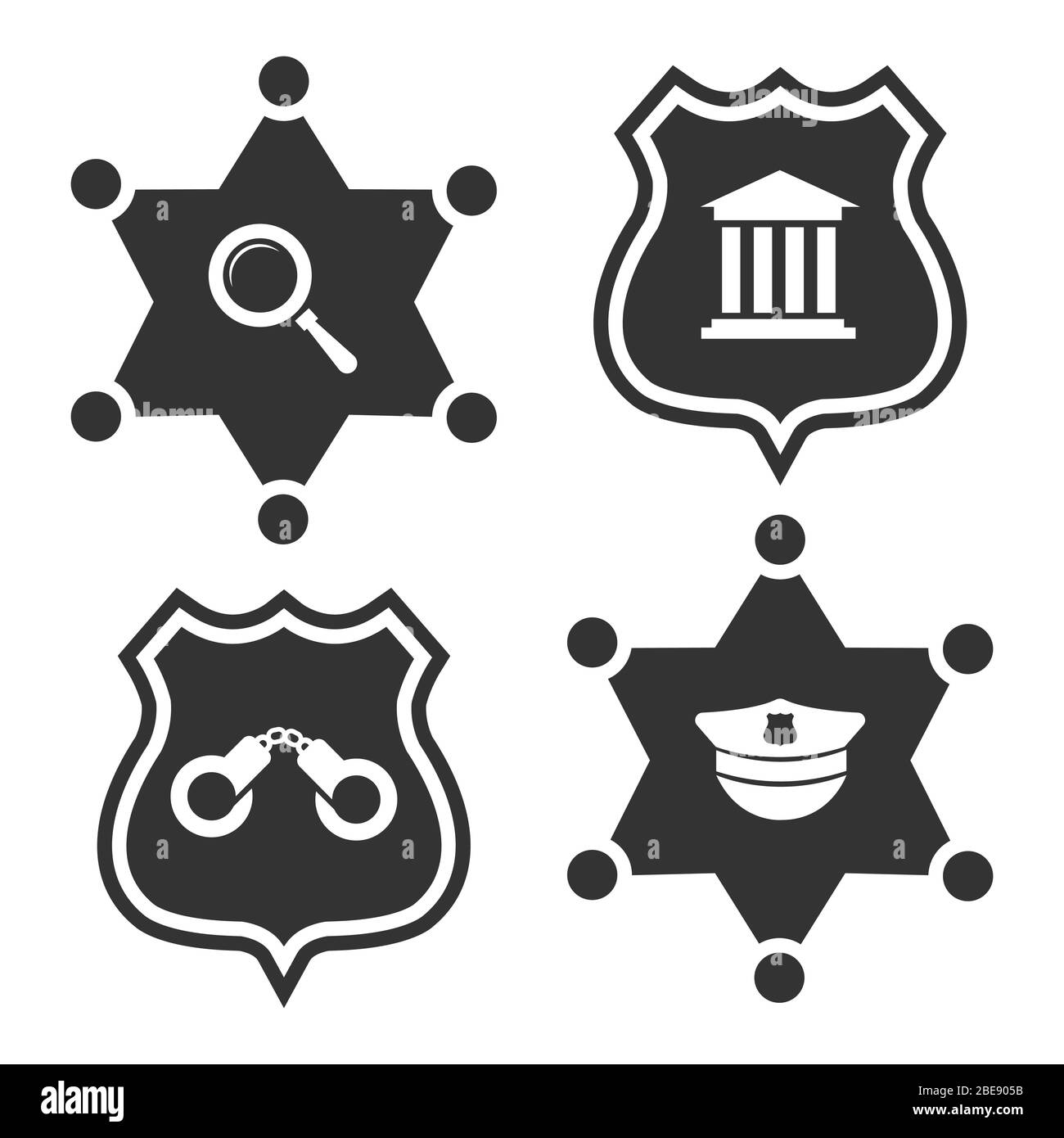 Law or police labels design. Vector police badge of set. Vector illustration Stock Vector