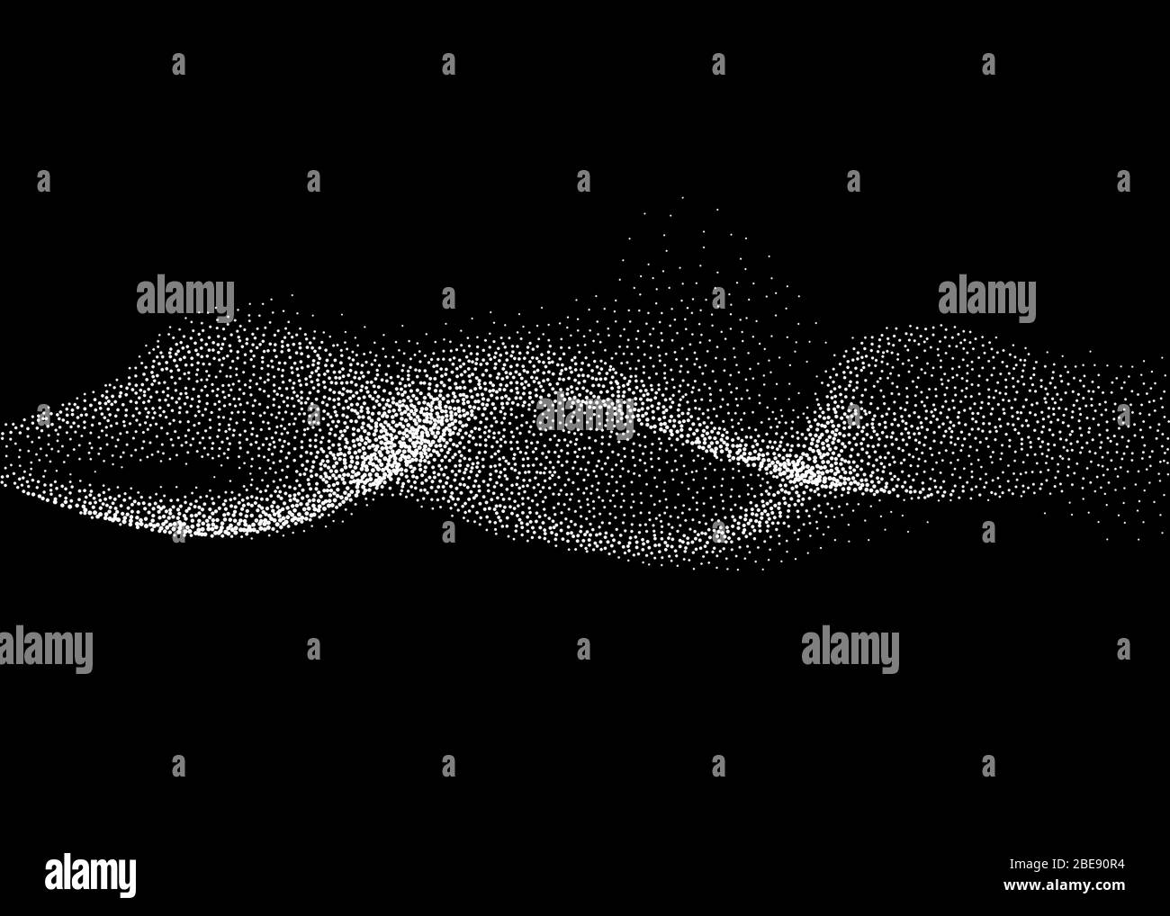 Abstract smokey wave vector background. Nano dynamic flow with 3d particles. Smoky dynamic wavy effect flow illustration Stock Vector