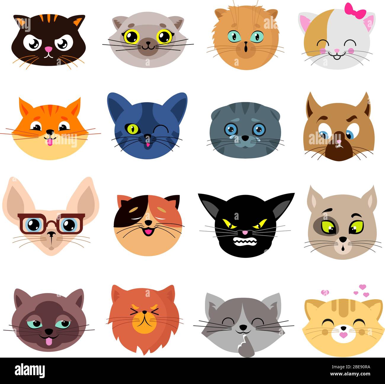 vector art illustration, cute cat is angry, animal character flat