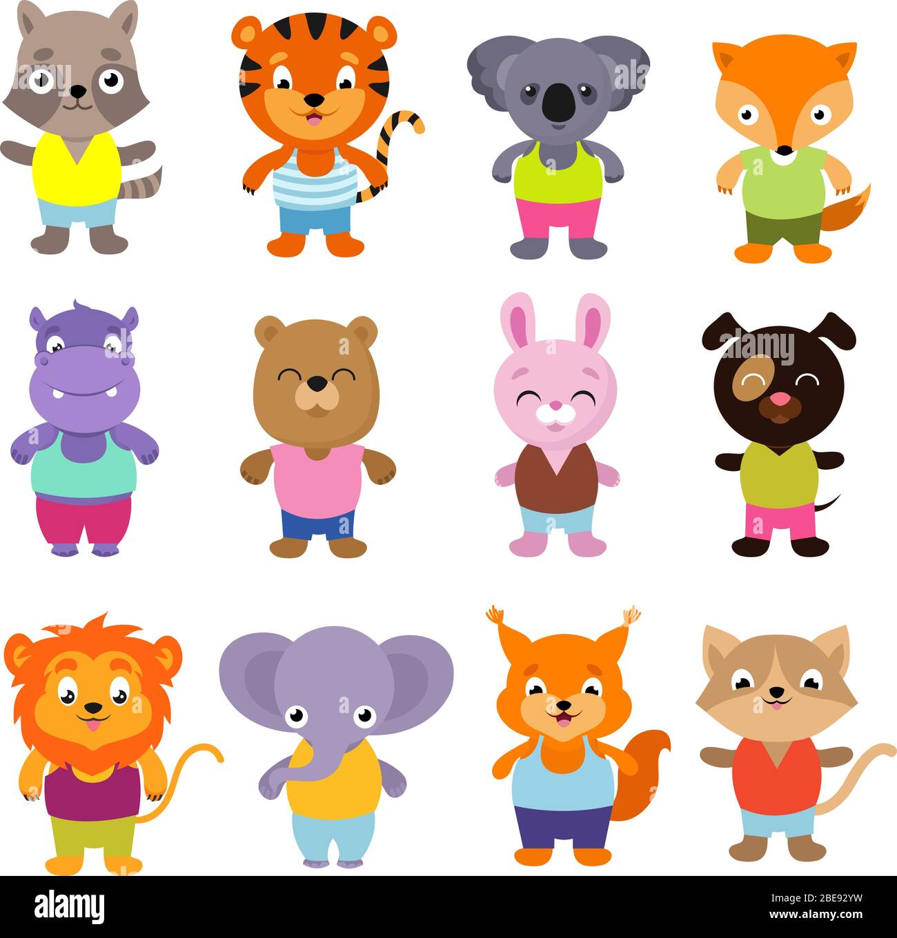 Cute cartoon baby animals vector set. Collection of color animals koala and  lion, elephant and tiger, bear and fox, hippo and rabbit illustration Stock  Vector Image & Art - Alamy