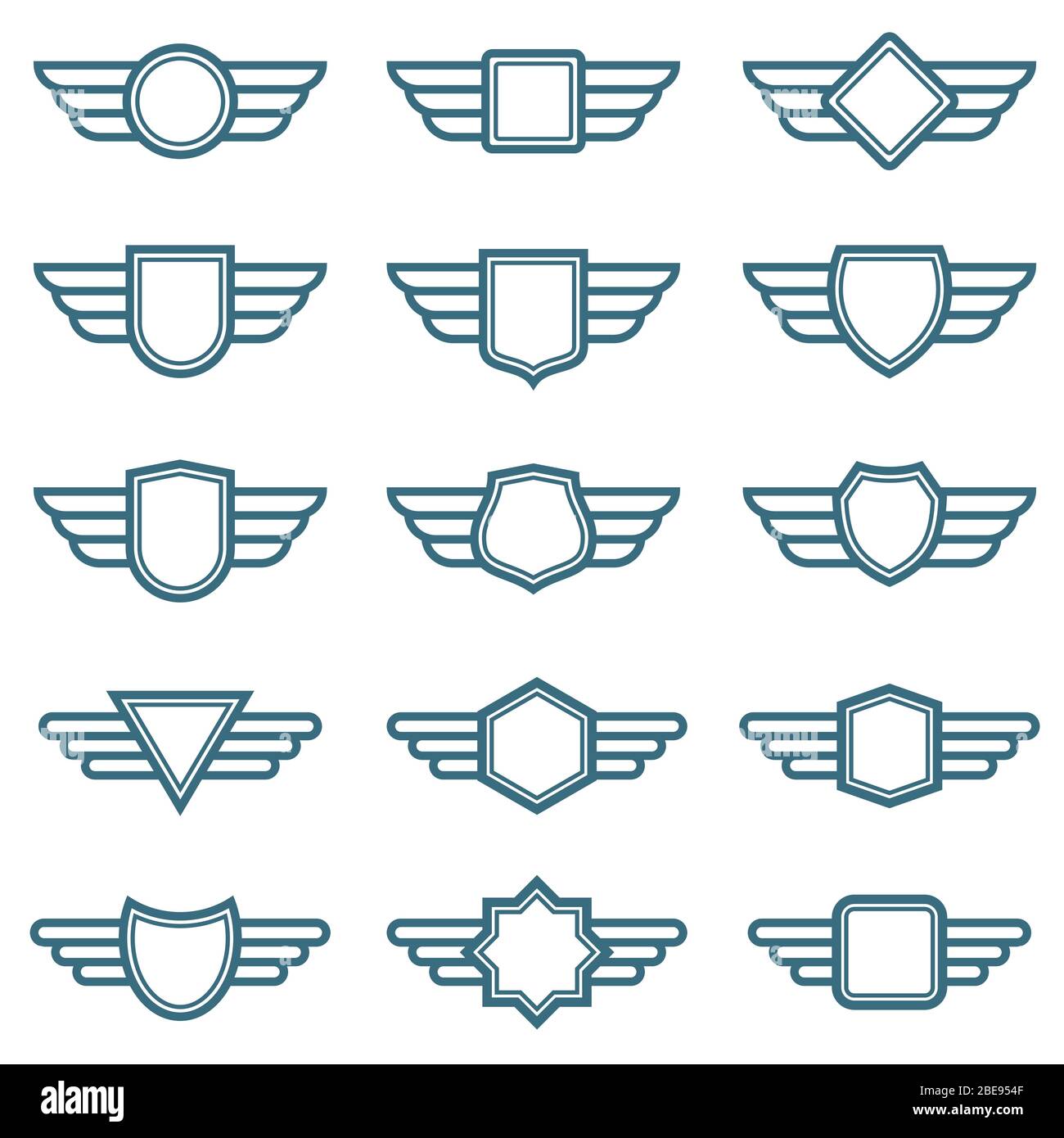 Eagle wings army vector badges. Aviation wing labels. Winged pilot emblems. Label and insignia military illustration Stock Vector