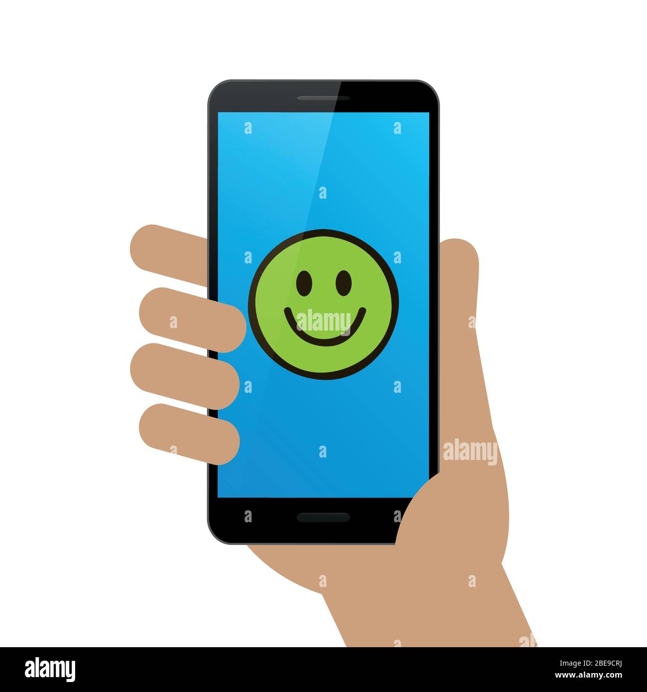 happy smiley feedback in smartphone vector illustration EPS10 Stock Vector