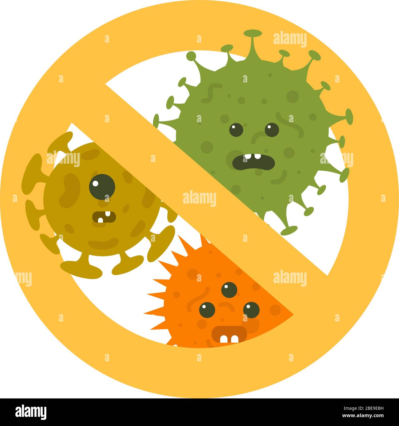 Stop microbes cartoon vector illustration. Anti bacteria symbol and protection infection Stock Vector