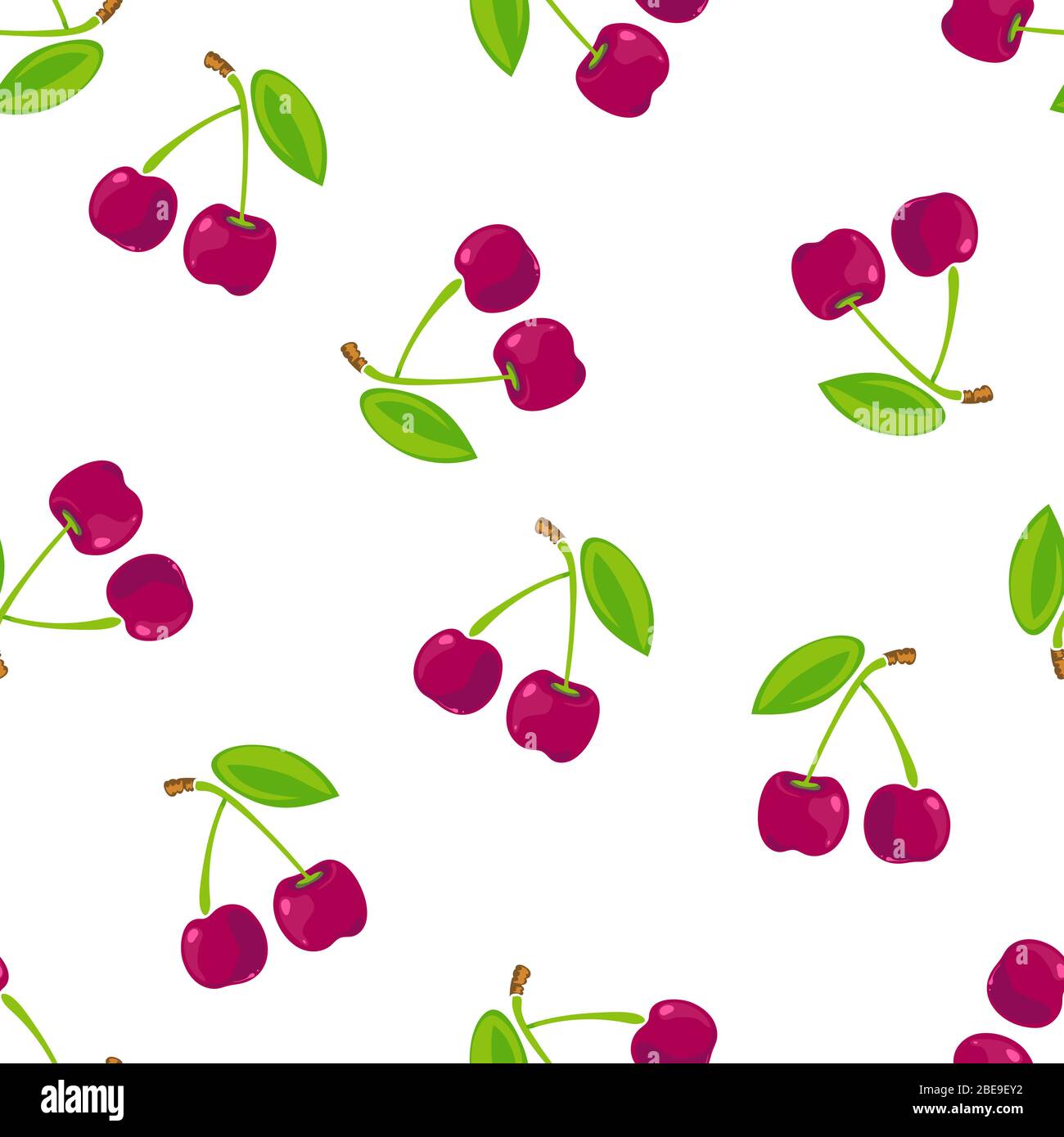 Seamless pattern with cherry. Background texture decoration. Vector flat illustration Stock Vector