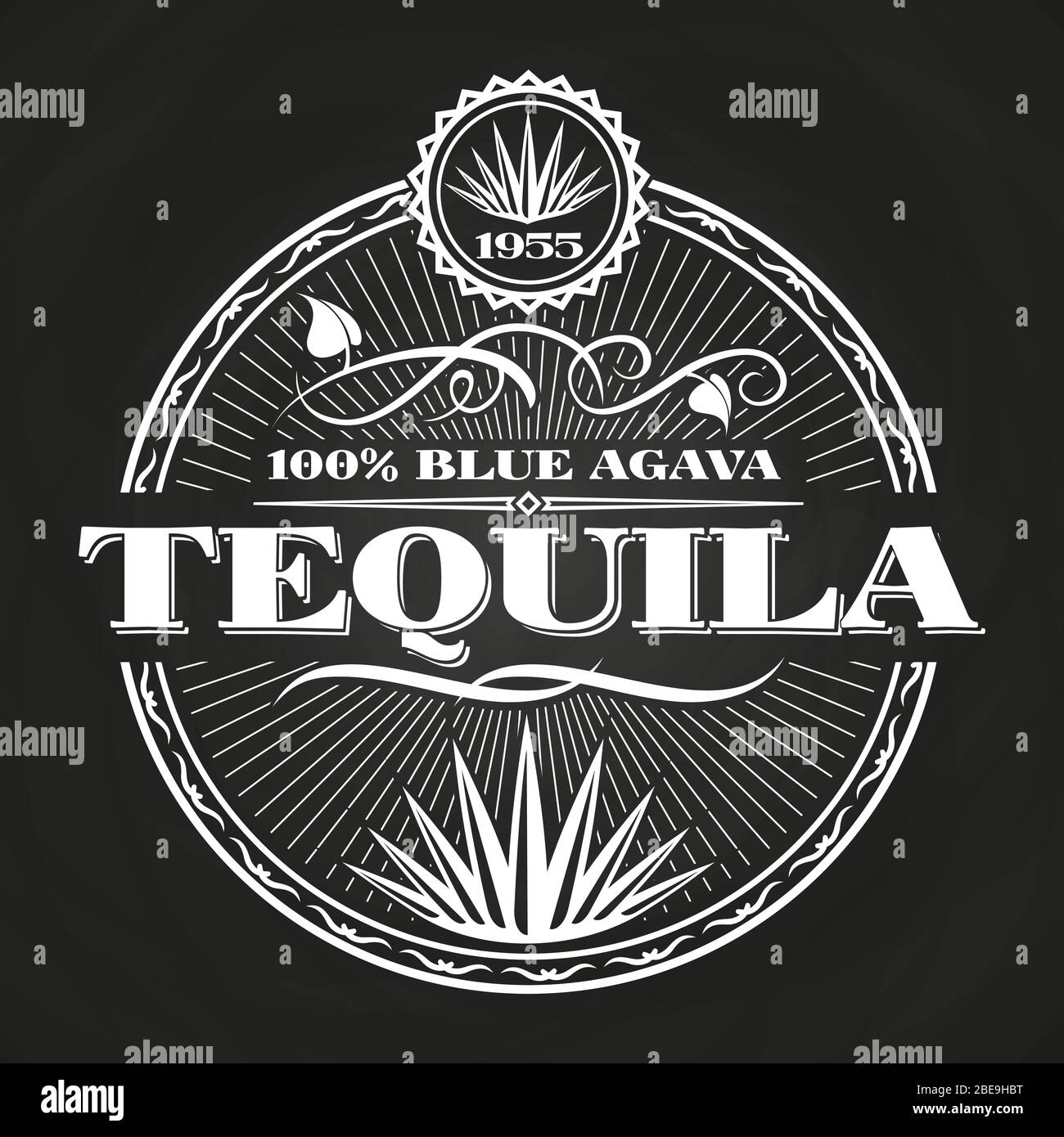 Vintage tequila banner design on chalkboard. Poster alcohol, vector illustration Stock Vector