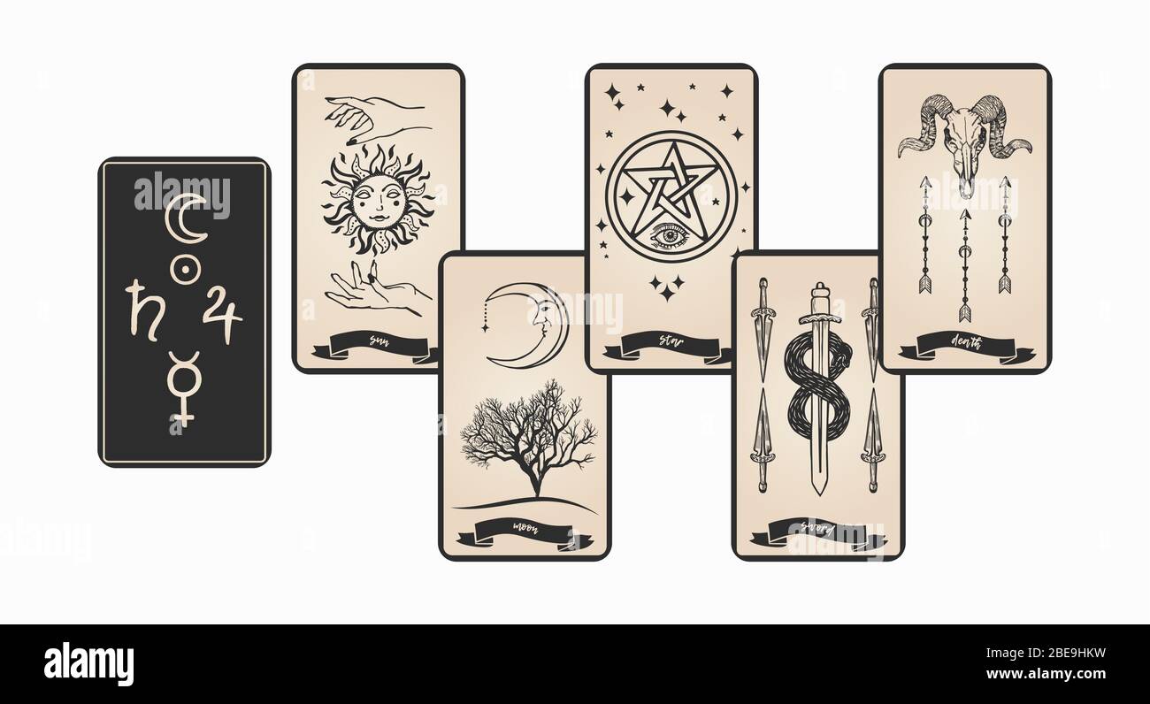 Tarot Card With Symbols Vector Illustration Stock Vector Image Art 