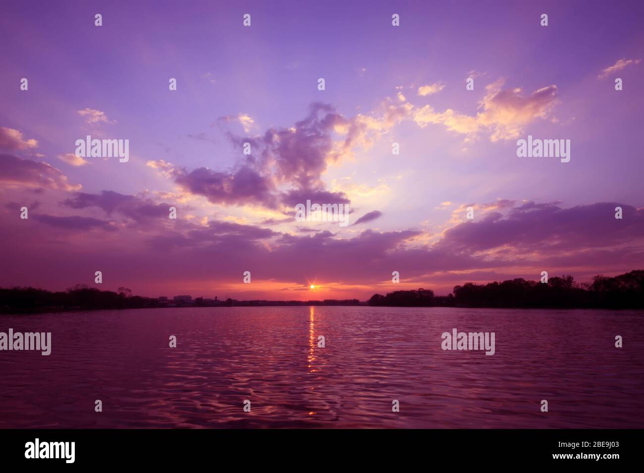 sunset scenery by the riverside, natural landscape outdoor, Tangshan ...