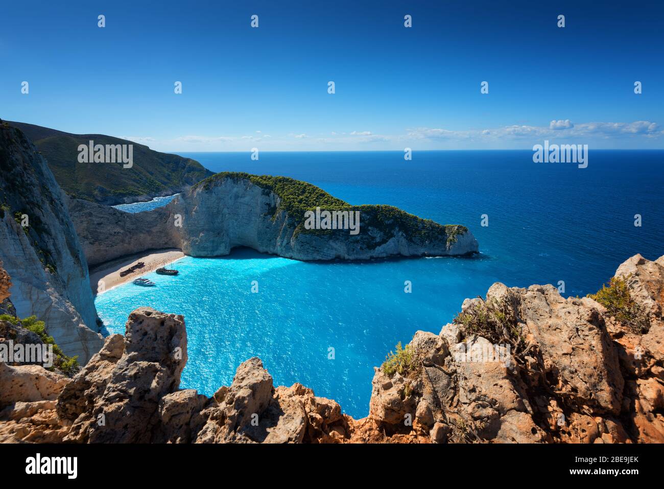 Ship Wreck beach and Navagio bay. The most famous natural landmark of Zakynthos, Greek island in the Ionian Sea Stock Photo