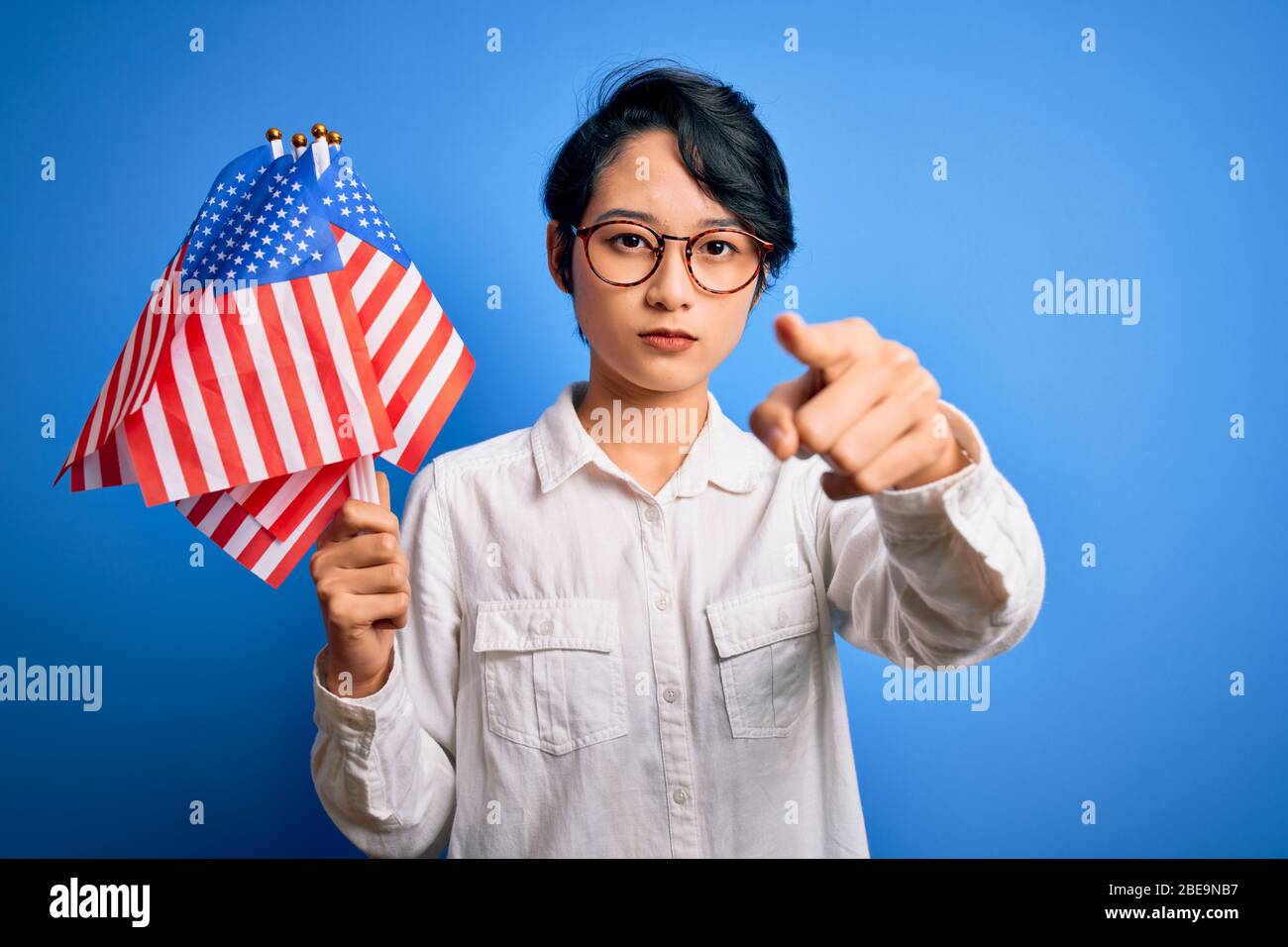 Asian girl holding american flags hi-res stock photography and images ...