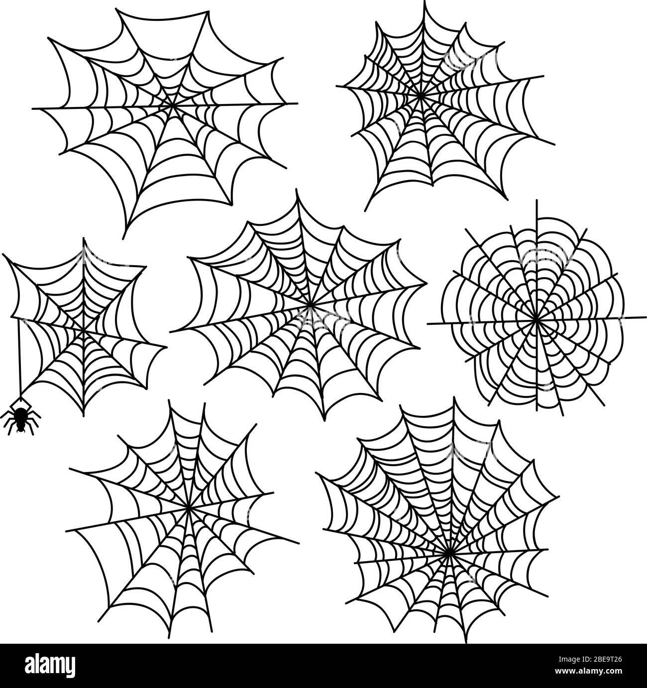 Halloween spider web vector set. Cobweb decoration elements isolated on white background Stock Vector