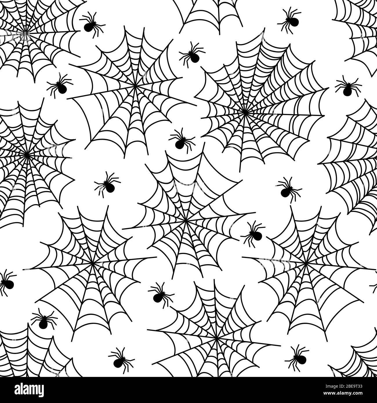 Halloween party decoration spider web seamless pattern with spiderweb and poisonous spider. Vector illustration Stock Vector