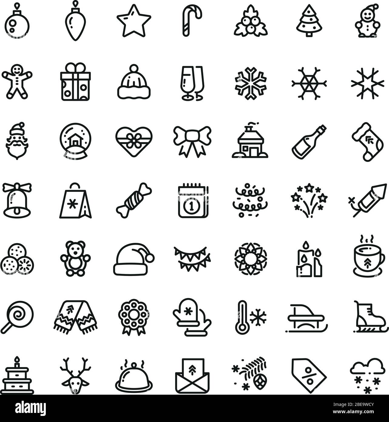 Christmas and New Year line vector icons. Xmas winter outline symbols set. Winter christmas holiday line icon, new year symbols illustration Stock Vector