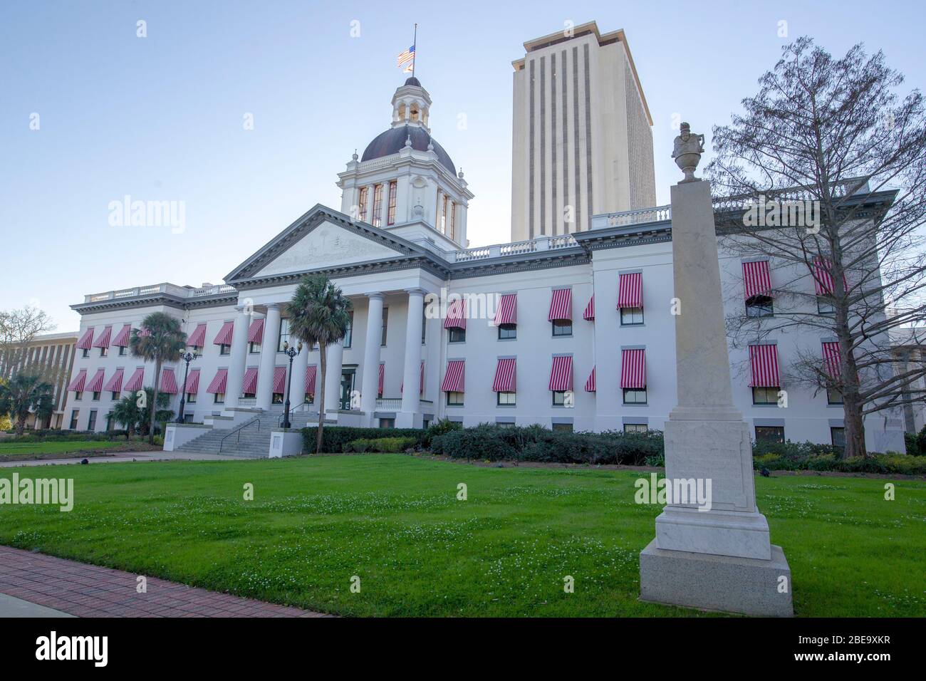 The  old and new Florida State Capitol buildings in Tallahassee, Florida. Stock Photo