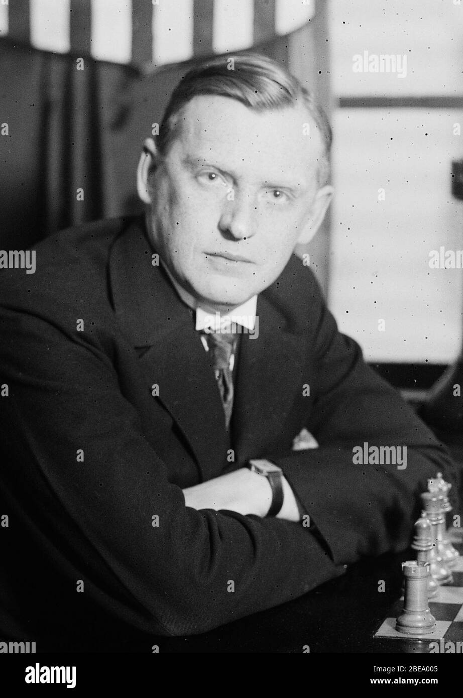 'English: Russian-born French chess champion Alexander Alekhine (1892-1946); Unrecorded [possibly 1924]; This image  is available from the United States Library of Congress's Prints and Photographs division under the digital ID ggbain.36943.This tag does not indicate the copyright status of the attached work. A normal copyright tag is still required. See Commons:Licensing for more information.   العربية | беларуская (тарашкевіца) | čeština | Deutsch | English | español | فارسی | suomi | français | עברית | magyar | italiano | lietuvių | македонски | മലയാളം | Nederlands | polski | português | p Stock Photo