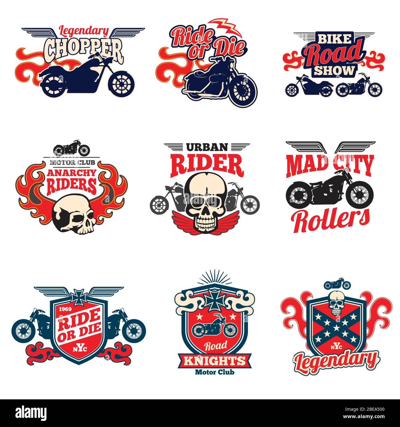 Motorcycle speed racing retro painting vector bagges and motorbike emblems. Motorcycle drive race, illustration of chopper motorbike illustration Stock Vector