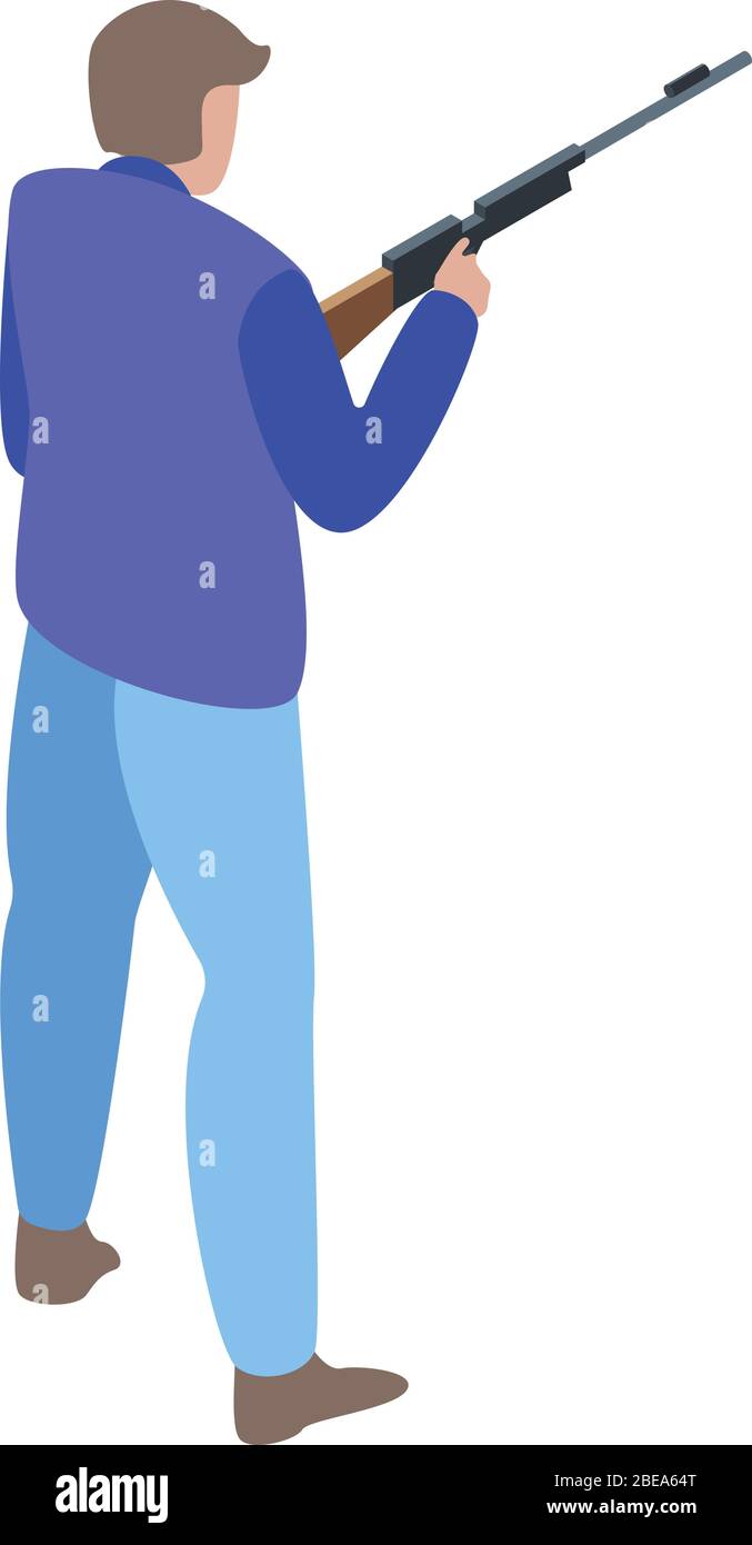 Man shooter icon, isometric style Stock Vector