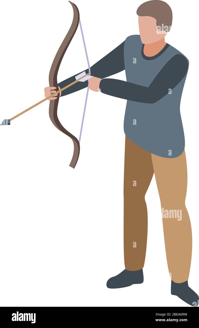 Arch bow shooter icon, isometric style Stock Vector