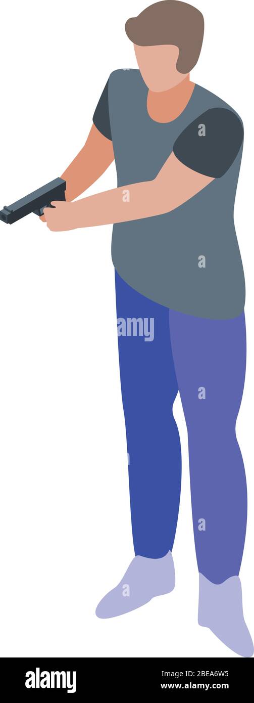 Pistol shooter icon, isometric style Stock Vector