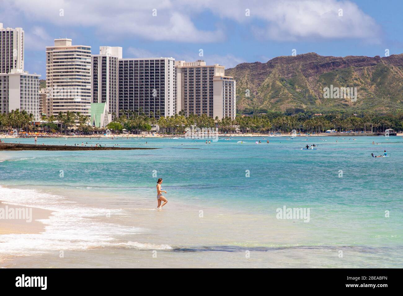 Hawaii, USA. Oahu: Waikiki Beach, Honolulu Stock Photo
