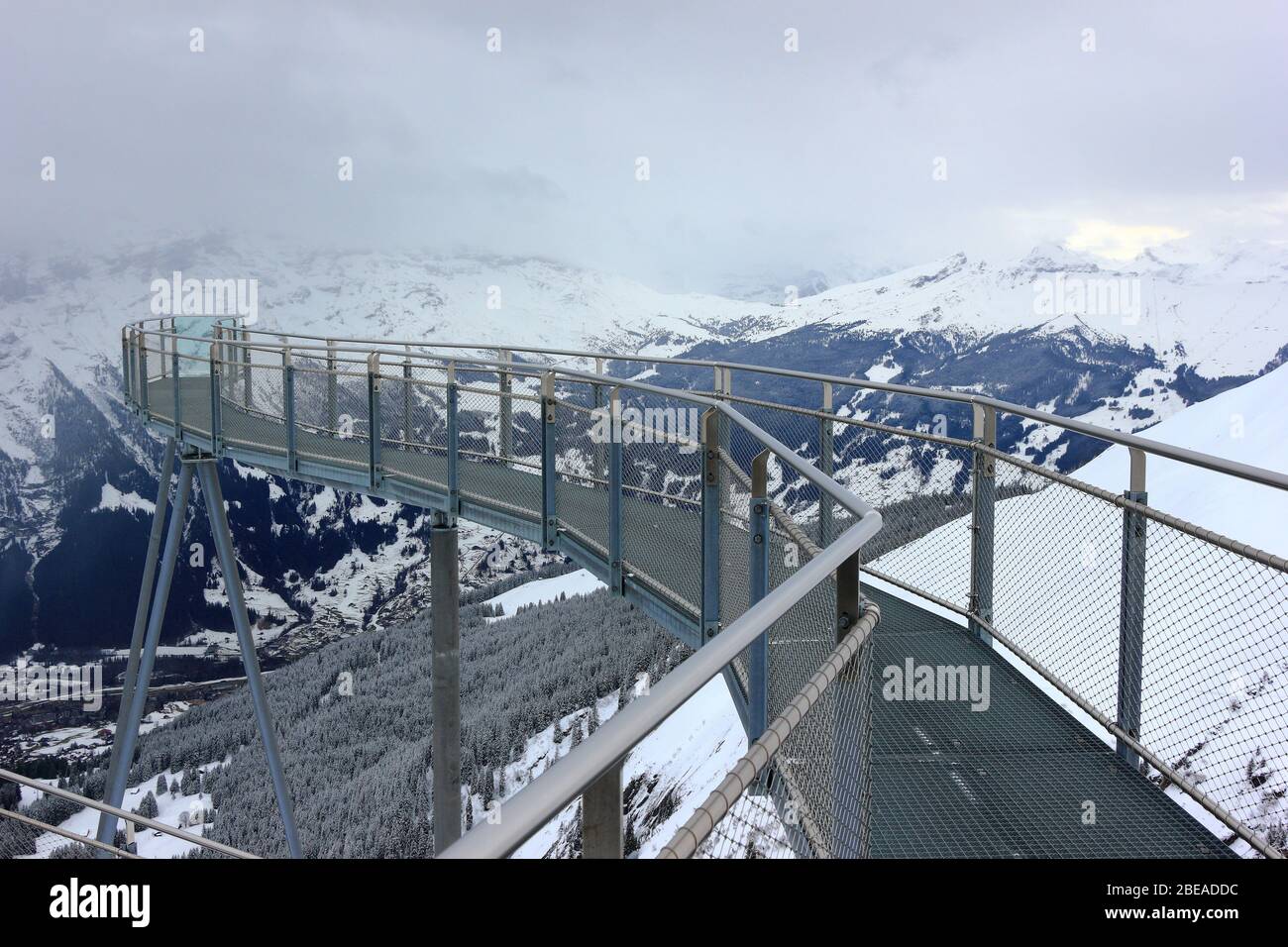 Cliff Walk of the First mountain in Grindelwald. Bernese Alps of
