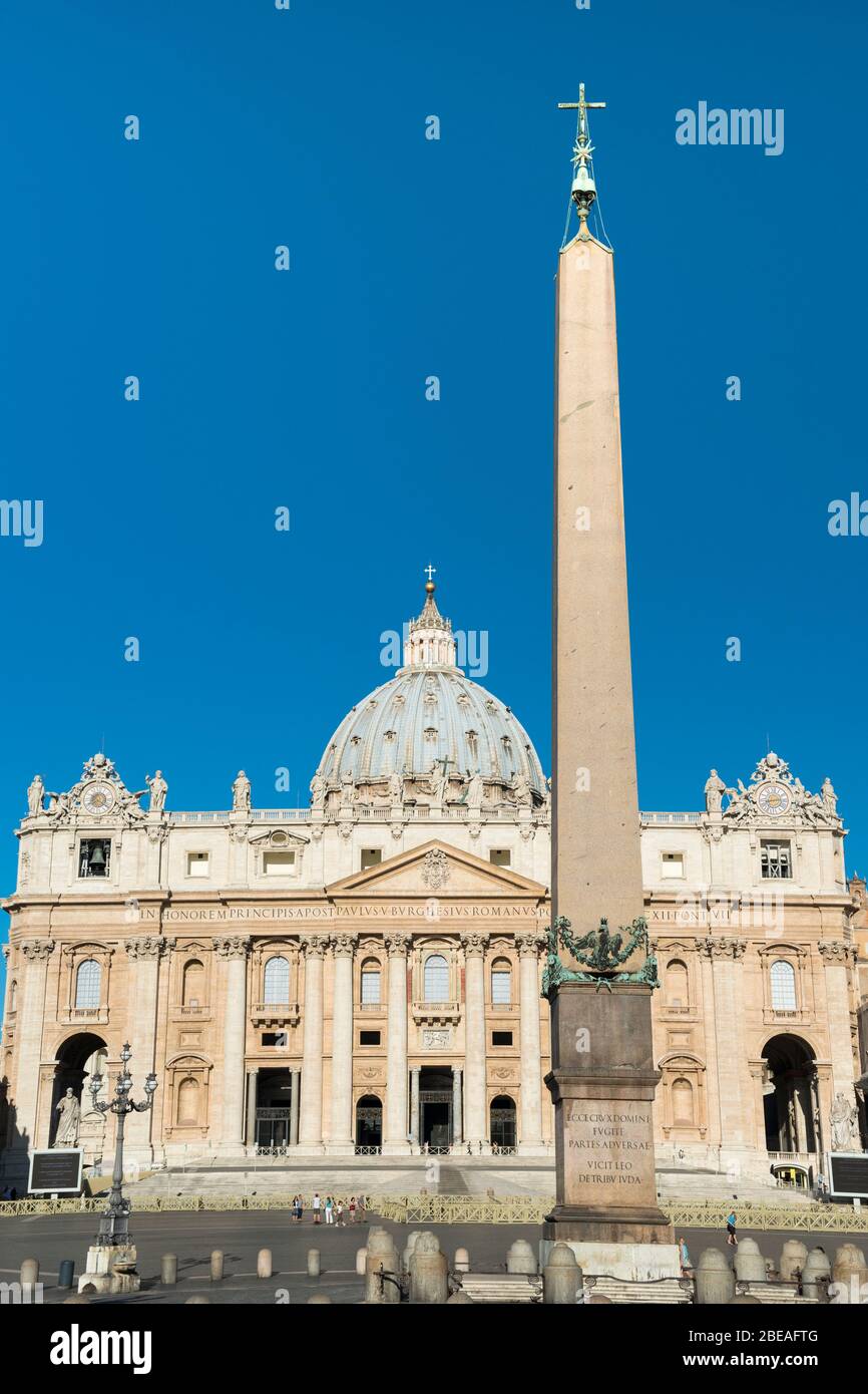 St. Peter's Basilica And The Vatican Obelisk, Vatican City Stock Photo ...