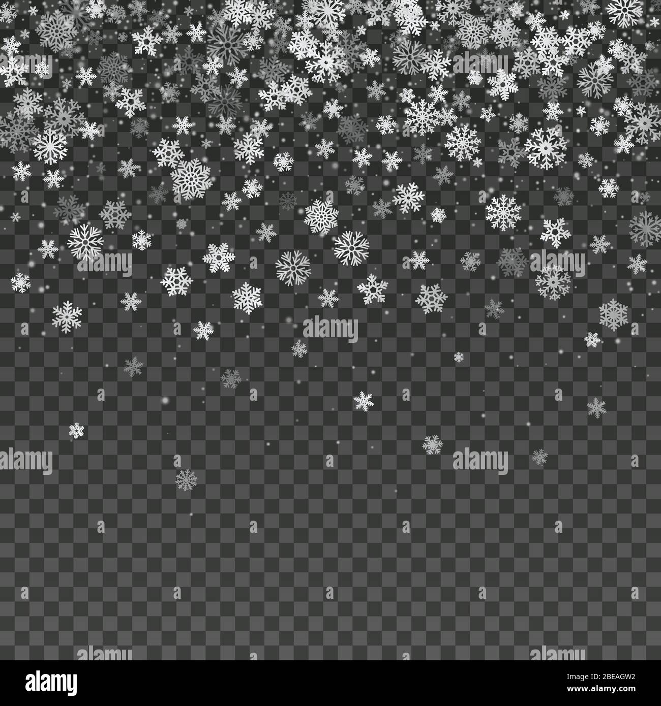 Falling snowflake isolated vector winter decoration wallpaper. Magic christmas snowstorm background. Snowfall transparent wintertime illustration Stock Vector