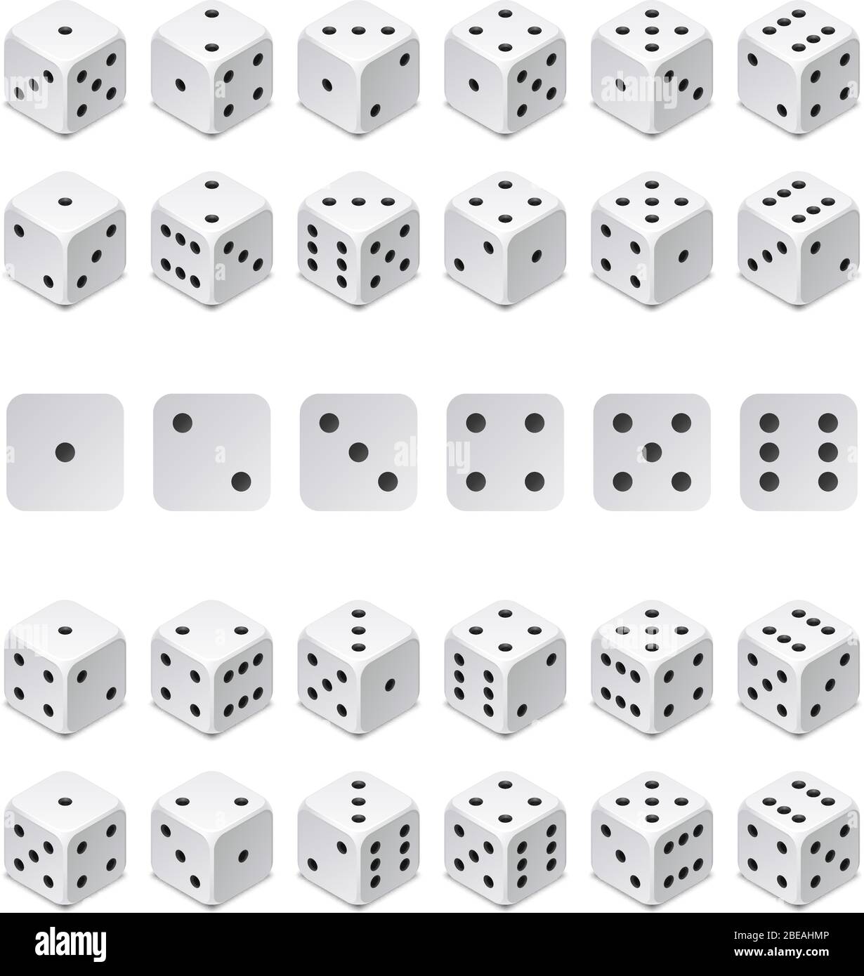Isometric 3d dice combination. Vector game cubes isolated. Collection for gambling app and casino concept. Dice game, gambling cube for casino illustration Stock Vector
